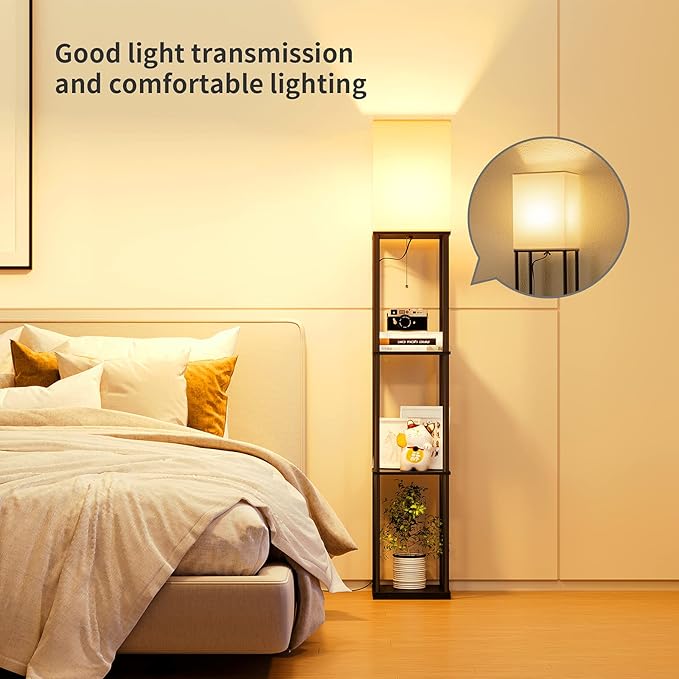 SUNMORY Floor Lamp Modern Square Standing Lamp Corner Display Bookshelf Lamp
