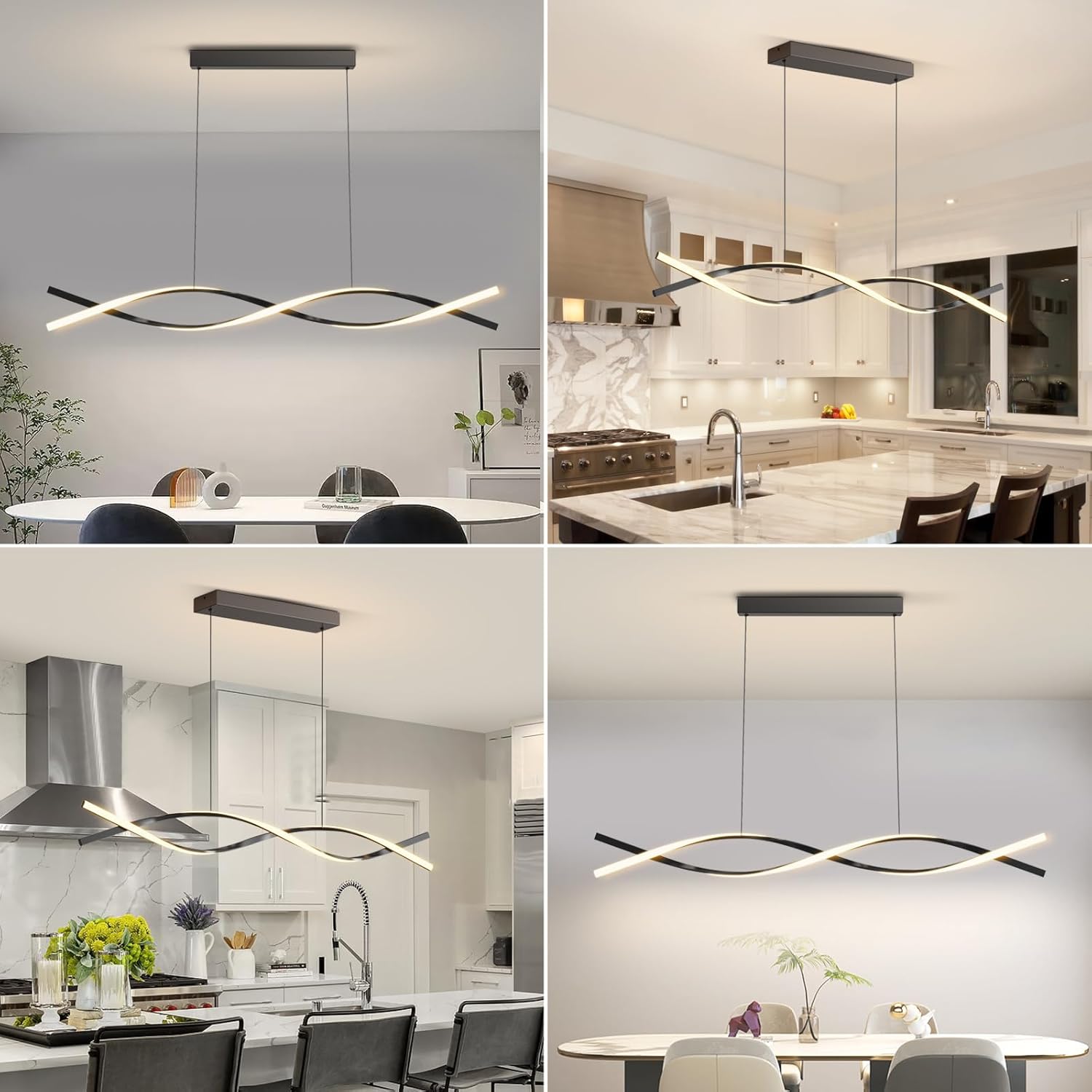 Modern LED Pendant Lights, 47in Chandelier Dimmable with Remote Control 3000k-6000K Adjustable Color Temperature, Aluminum Island Lighting Lamp Fixture for Kitchen, Dining Room, Billiard Room