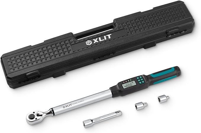 Heavy-Duty 1/2-Inch Drive Digital Torque Wrench, 15-295 ft-lb (20-400 Nm), ±2% Accuracy - High-Torque Electronic Wrench with Buzzer & LED Alerts, Adapters for Truck, Tractor & Farm Equipment