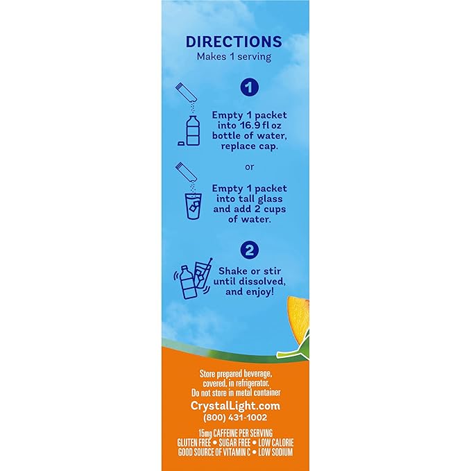 Crystal Light On The Go Peach Mango Green Tea Drink Mix, 10-Packet Box (Pack of 15)