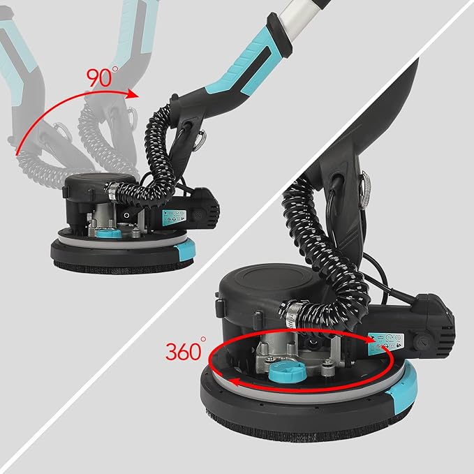 Drywall Sander, 750W 6.5A Electric Wall Pole Sander with Vacuum Dust Collection LED Light 7 Speed Settings 900-1800RPM Popcorn Ceiling Removal Tool Sandingpaper