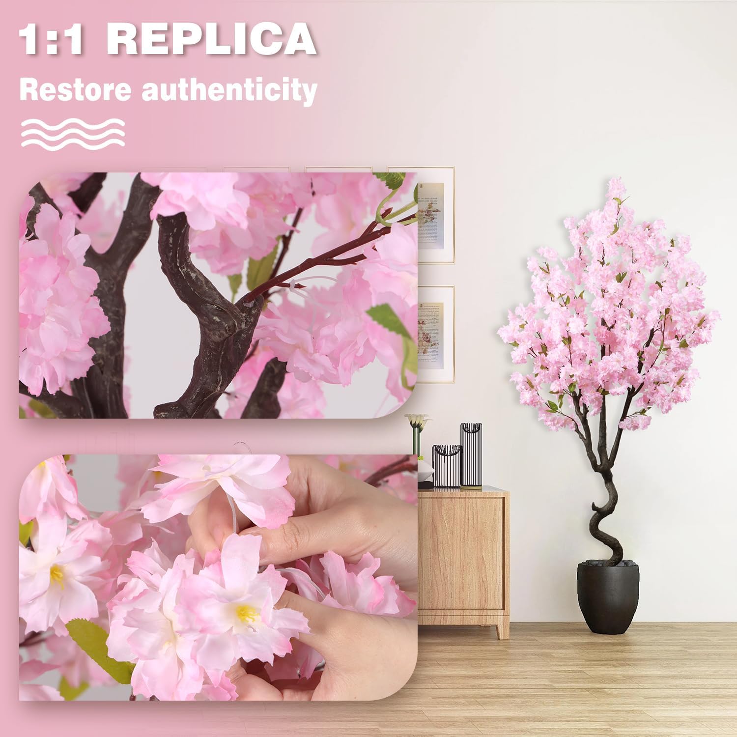 7FT Artificial Cherry Blossom Tree Beautiful Sakura Flower Tree Indoor Faux Pink Tree for Home Office Decor
