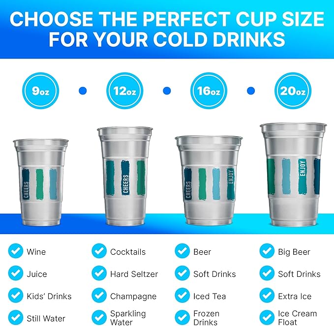 Ball Aluminum Cup Recyclable Party Cups, Wholesale Bulk Pack, Everyday Logo, 24 oz. Cup, 450 Cups Per Pack