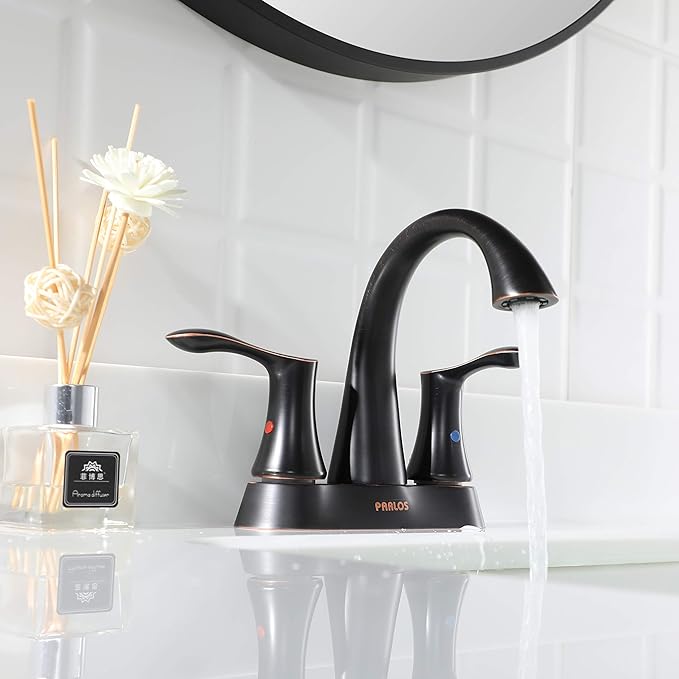 PARLOS 2-Handle Bathroom Sink Faucet with Metal Drain Assembly and Water Supply Hose, Oil Rubbed Bronze, Demeter 13626