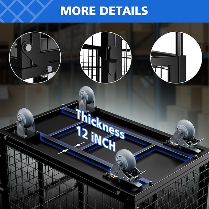 Platform Truck Cart with Cage, 5 in 1 Foldable Heavy Duty Platform Cart, 2500 LBS Capacity Heavy Duty Push Cart with 4 Casters for Grocery, Laundry, Warehouse, Pantry