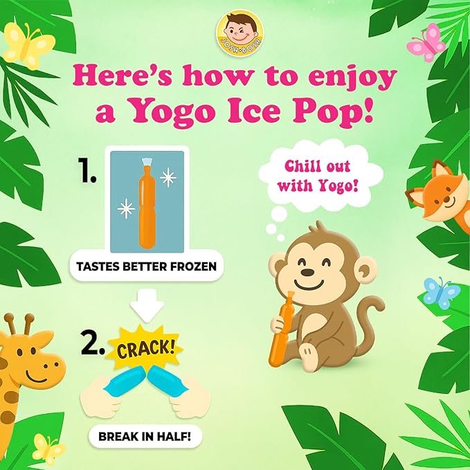 JOSH BOSH Yogo Ice Pops Bulk 20-Pack Case (200 Tubes), Green Melon, Mango, Strawberry, Coconut & Peach – Fat-Free Yogurt Fruit Snacks, 19.8 Lb Box