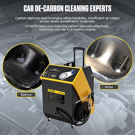 Walnut Blaster Cleaner DUAL Mode HTS678 Walnut Sand De-Carbon Cleaner Engine Carbon Deposition Intake Pipe Valve Cleaner With 23 Car Model Adapters&Adjustable Pressure Gauge&Storage Box 1800W 110/220V