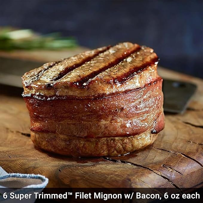 Heartland Plus Steak Box with bacon-wrapped Super Trimmed™ Filet Mignon, Kansas City Strip Steaks, and Cooking Instructions from the Kansas City Steak Company