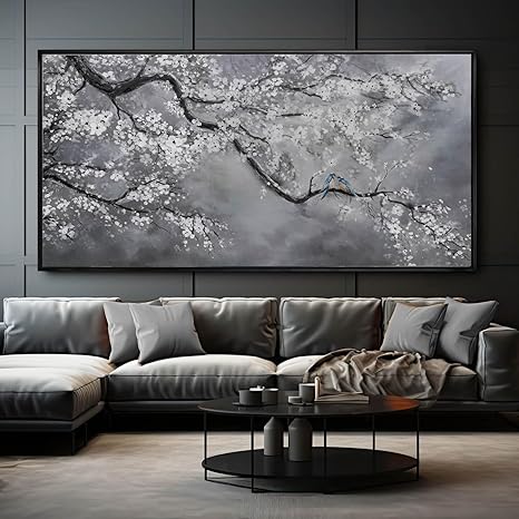 Nature Wall Decor Flowers White Pictures Art Bird Artwork Botanical Wall Art 29x58 Inch Hanging Art Wall Decorations for Office Bedroom