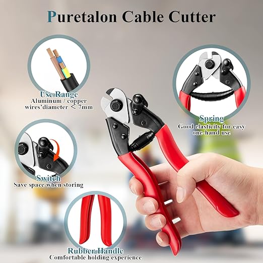 Hydraulic Crimping Tool and Cable Cutter Set - Puretalon Battery Lug Cable Crimper Wire Tool Kit 8 Ton 12 to 2/0 AWG Electrical Terminal Cable Wire with 9 Die, YQK-70