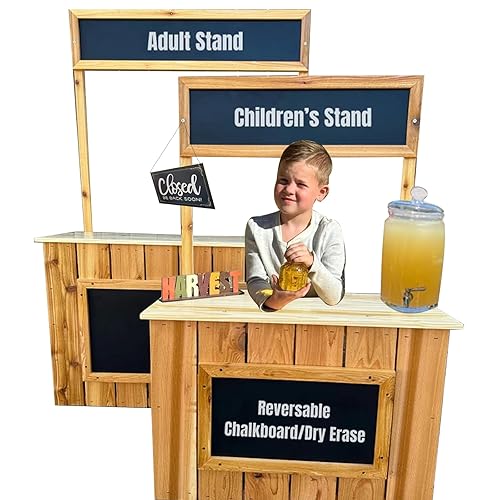Children'S Lemonade Stand Assembled And Detachable Wooden Children'S Grocery Store Children'S Pretend Sales Stand With Storage Shelves & Wheels Market Stand Play Store