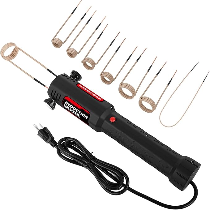 Induction Heater Bolt Removal, 1200W Induction Bolt Heater Tool with 8 Coils, Heat Stripped Bolt Remove for Rusted Nuts, Screws (Red)