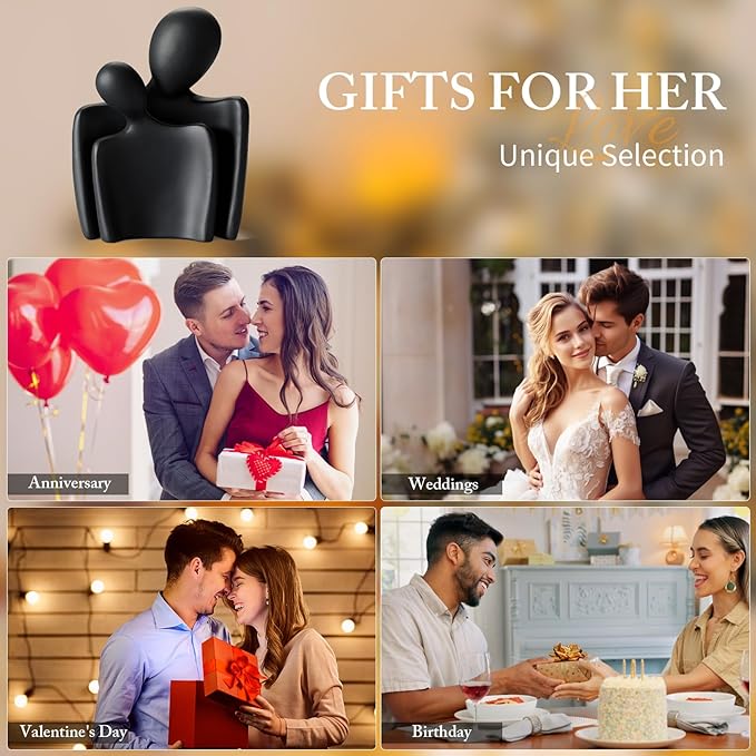 Sculptures Home Decor Lover Statues- 8 Inch, Resin Modern Home Decor Couple Statues，Decorations for Living Room Office Bookshelf Bedroom