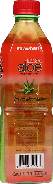 Iberia Aloe Vera Juice Drink, Strawberry, 16.9 Fl Oz (Pack of 24)
