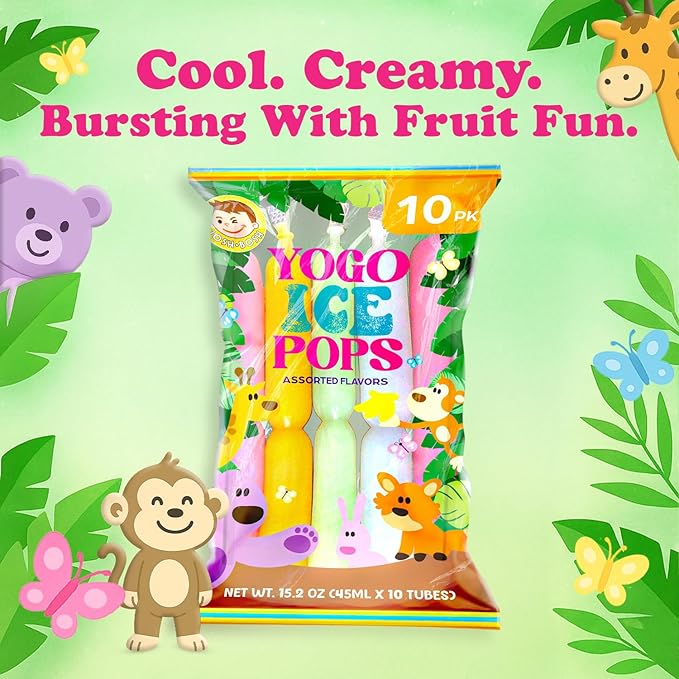 JOSH BOSH Yogo Ice Pops Bulk 20-Pack Case (200 Tubes), Green Melon, Mango, Strawberry, Coconut & Peach – Fat-Free Yogurt Fruit Snacks, 19.8 Lb Box
