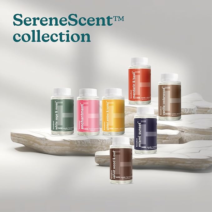 Homedics SereneScent Vanilla Cedarwood Home Fragrance Oil, 120 ml, for use with Homedics SereneScent Waterless Diffuser (ARMH-970/973), Clean & Natural Everyday Collection