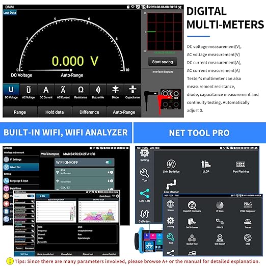 Rsrteng CCTV Camera Tester, 8K 32MP 4K 12MP IP Camera Tester 8MP AHD CVI TVI SDI Coaxial Camera Test Digital Multimeter Cable Tester Network Tools