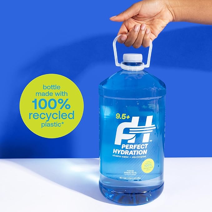 Perfect Hydration 9.5+ pH Alkaline Drinking Water, Electrolyte Minerals for Taste, Made in the USA, 1 Gallon (128 fl oz) Jug, Case of 4