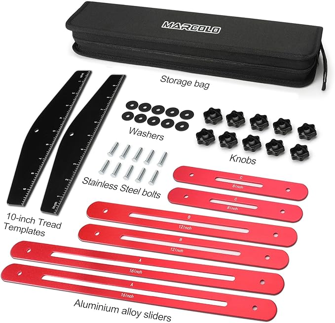 Stair Tread Template Tool, Solid Stair Measuring Tool, Stair Tread Tools Stair Tread Jig Stair Gauge Jig Stair Template Stair Step Tool Shelf Red