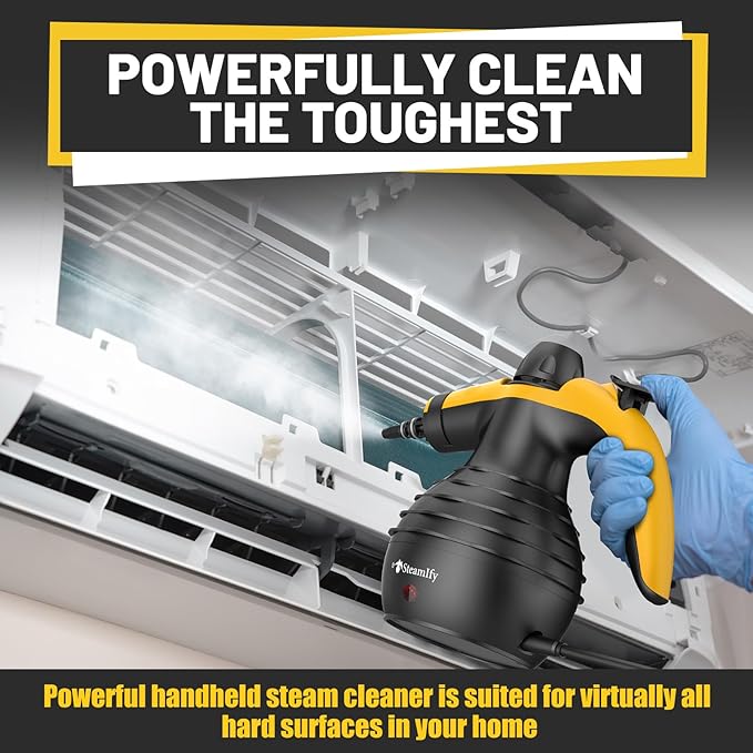Pressurized Handheld Steam Cleaner with 10pcs Accessories & Safety Lock, Multi-Purpose & Powerful Home Use Steamer for Cleaning, Car, Bathroom, Shower, Upholstery, Grout, Window