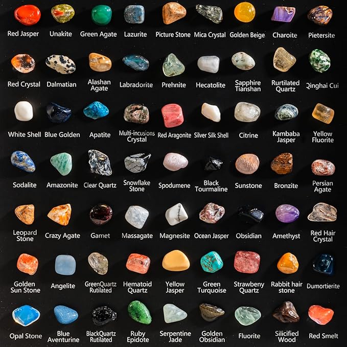 ACODE Natural Mineral Specimen Shadow Box, Geology Collection Case Decoration, Home Decor Wall Art Tabletop Display with Real Rocks Crystals, Gift for Birthday Christmas Housewarming Children's Day