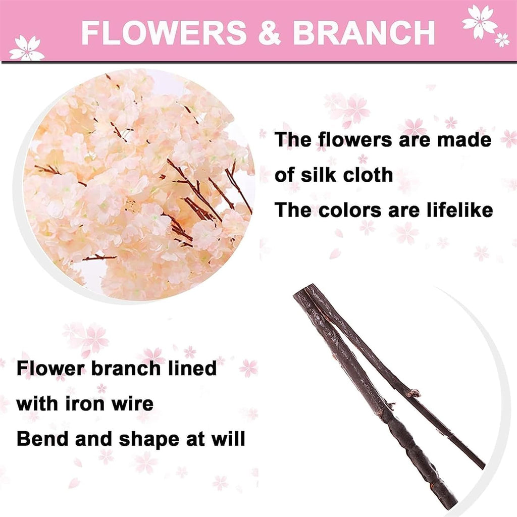 Artificial Cherry Blossom Tree Cherry Tree Decor with 30 Branches Cherry Blossom 4 Tree Vine, Champagne Japanese Cherry Blossom for Indoor Wedding