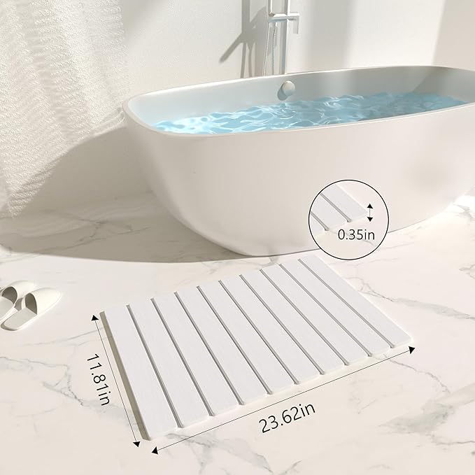 Foldable Stone Bath Mat 60x39cm | Quick-Dry Diatomaceous Earth Bath Rug with PVC Anti-Slip Base | Bathroom, Kitchen, Pet-Friendly Water Absorbent Mat
