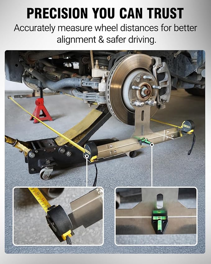 Heavy Duty Wheel Alignment Tool Kit with Tape Measures, Upgraded Stainless Steel Automotive Toe Alignment Tools Hub Stands Balancing Plates for Car Truck SUV