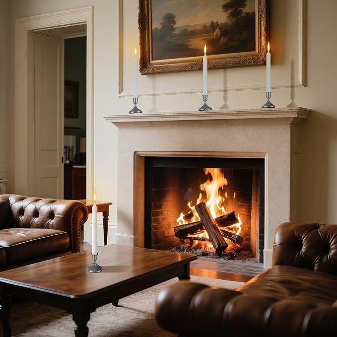 12 Pcs Silver Taper Candle Holders Vintage Candlesticks Holder for Home Decor Table Centerpiece Dining Party Festival Decorations(Silver)