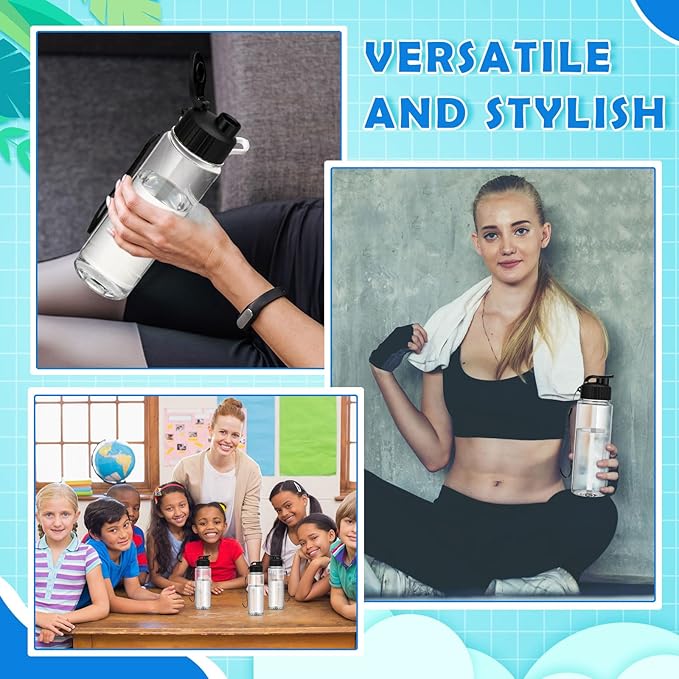 Mifoci 20 Pieces Water Bottle Bulk 17 oz Plastic Water Bottles Bulk Gym Sports Adults Reusable Large Bottles with Leak Proof Flip Top for Party Outdoor(Black)