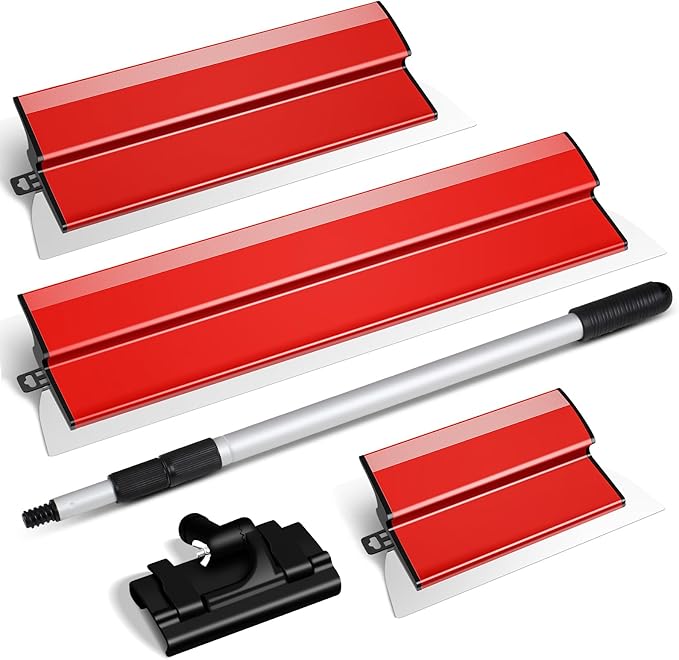 Skimming Blade Set, 10, 16 & 24 Inch Skimming Blade with 28-62 Inch Extension Handle, Professional Drywall Finishing Tools for Drywall/Wallboard