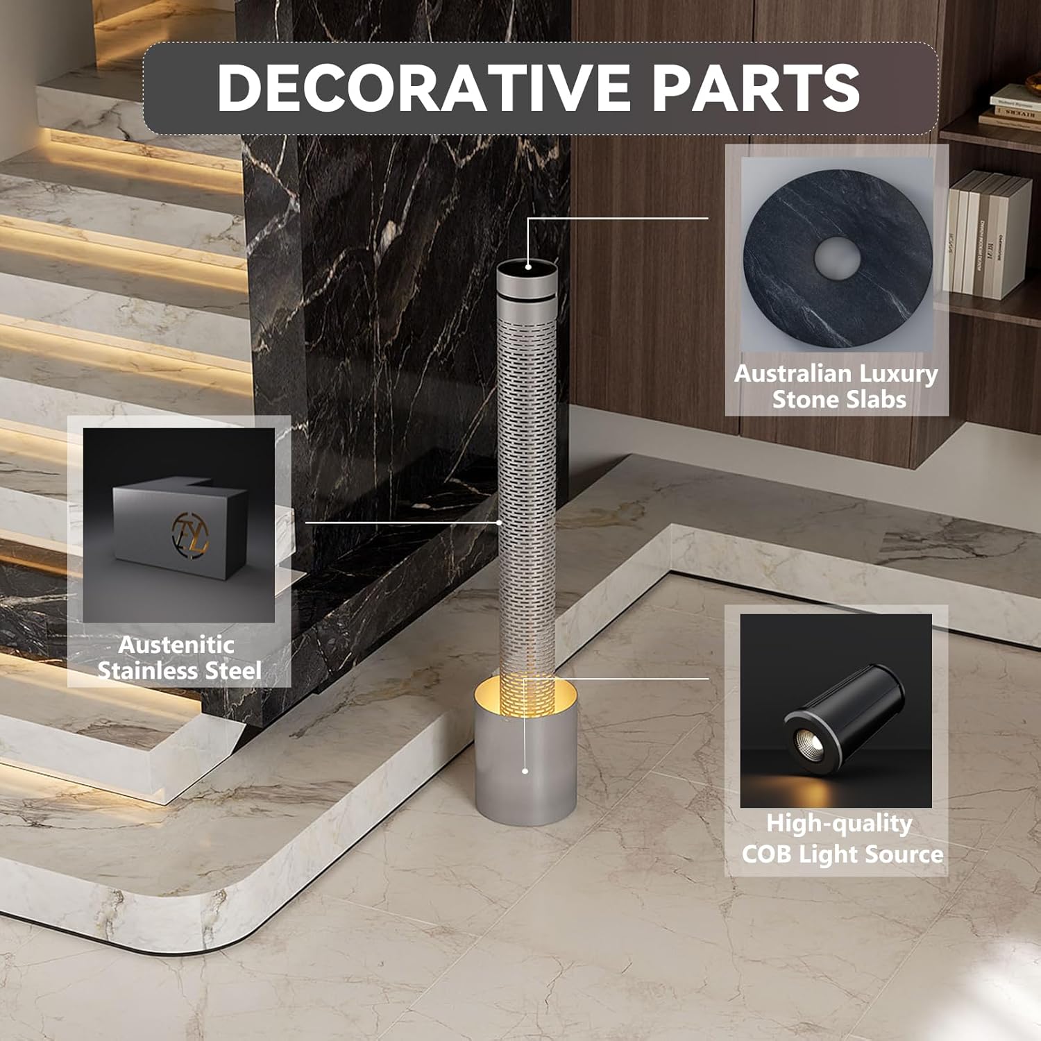 59.8" Metal Waterfall Fountain With LED-Light, Minimalist Indoor Water Fountain, Romantic Water Feature, Luxury Decor for Office & Home