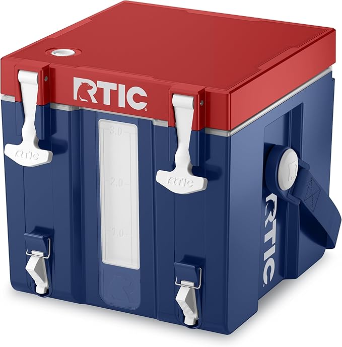 RTIC Halftime Water Cooler Portable Carrier Container, Drink Beverage Dispenser, Stackable with 2 Taps, Bottleless, BPA-Free, for Sports, Camping, BBQ, Parties, Picnic, & More, Patriot