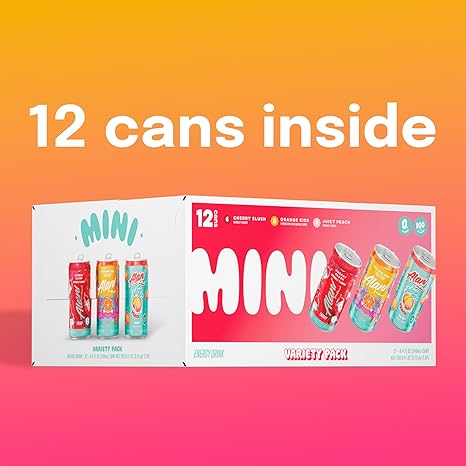 Alani Nu VARIETY PACK (CHERRY SLUSH, JUICY PEACH, ORANGE KISS), Low Calorie Energy Drinks, 100mg Caffeine, Biotin, B Vitamins, Zero Sugar, 10 Calories or Less, 8 Fl Oz Cans, 12 Pack