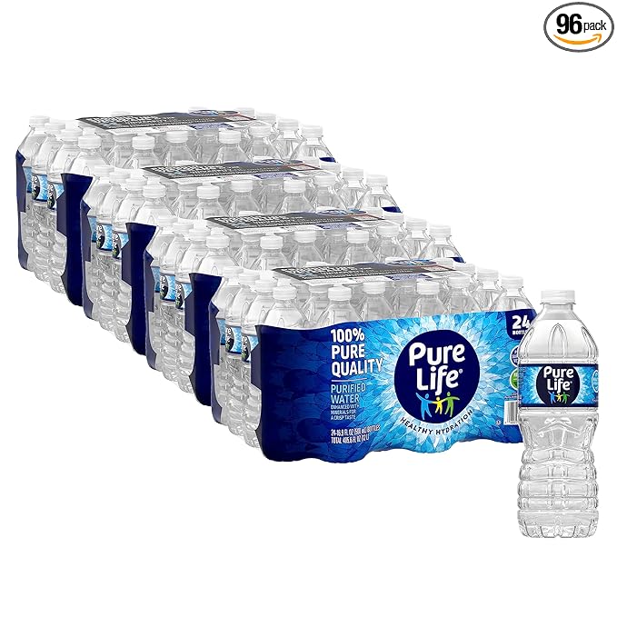Pure Life Purified Water, 16.9 oz. Bottles, 4 Cases (24 Bottles)…