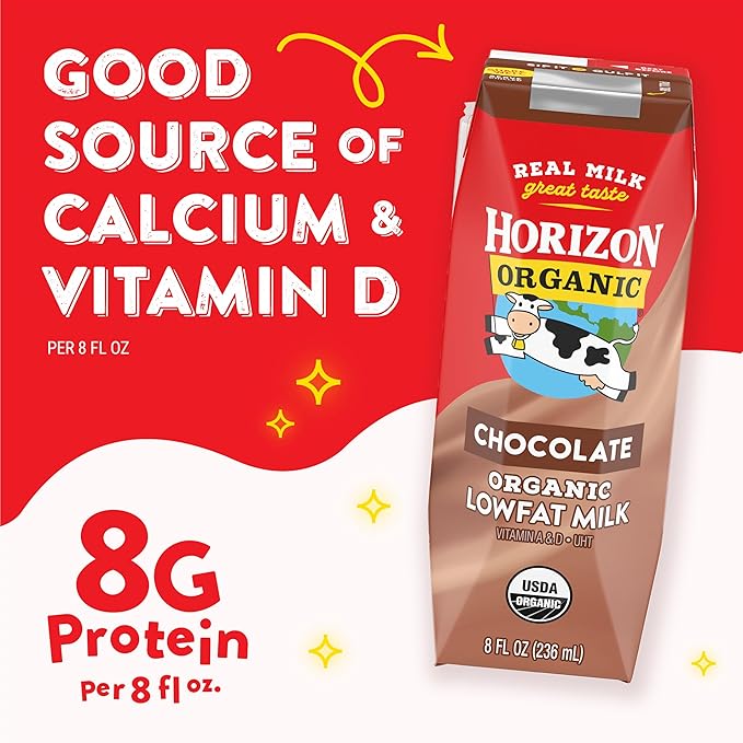 Horizon Organic Shelf-Stable 1% Lowfat Milk Boxes, Chocolate, 8 Fl Oz, 18 Pack