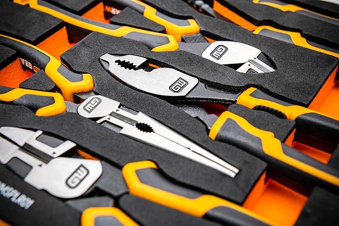 GEARWRENCH 5 Piece PITBULL Cushion Grip Pliers Set in Foam Storage Tray - GWMSPLR01