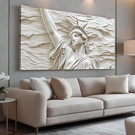 Trogonup White Statue of Liberty Canvas Wall Art for Living Room Large Modern Canvas Prints Picture Artwork for Bedroom Home Office 24"x48"