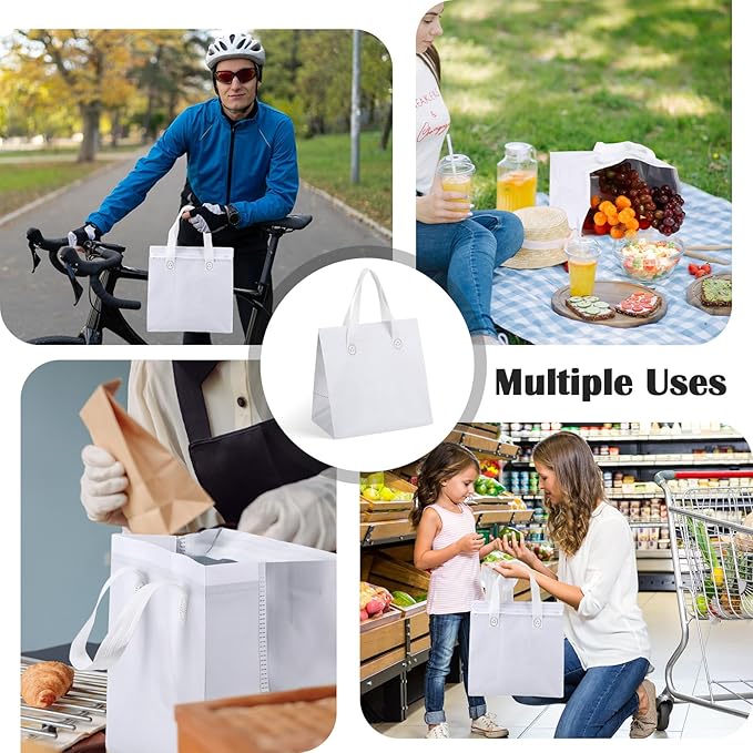300 Pcs Insulated Take Away Bags Bulk Thermal Insulation Food for Coffee Milk Tea Hot Cold Food Fresh Seafood Cooler Pizza Delivery Bags for Catering Restaurant Grocery(White)