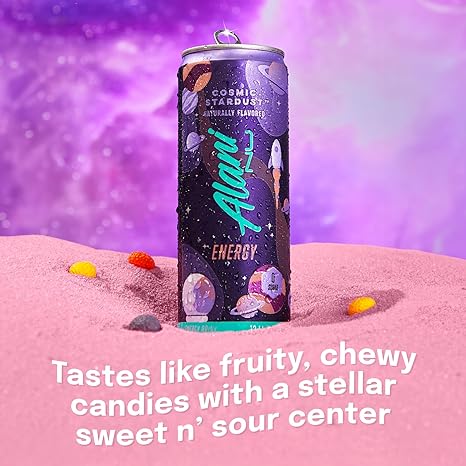 Alani Nu COSMIC STARDUST, Sugar Free, Low Calorie Energy Drinks, 200mg Caffeine, Biotin, B Vitamins, Zero Sugar, 10 Calories, 12 Fl Oz Cans, 24 Pack