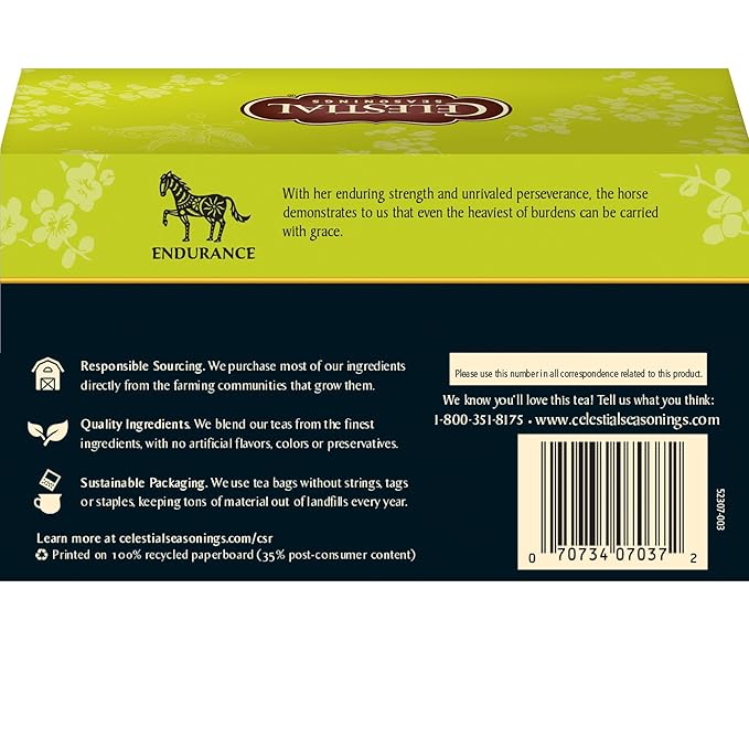 Celestial Seasonings Green Tea, Honey Lemon Ginseng, 20 Count (Pack of 6)