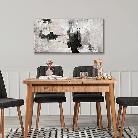 QSQ Black And Off-White Abstract Wall Art Minimalist Canvas Art Wall Decor Paintings Artwork For Walls Modern Abstract Art Prints Picture For Bedroom Hallway Office Home Wall Decor 20 x 40 In