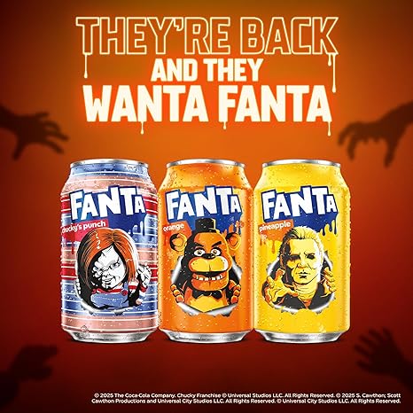 Fanta Fruit Punch Caffeine Free Soda Soft Drink, Chucky's Punch Halloween Edition, 12 fl. oz. cans, 12 pack