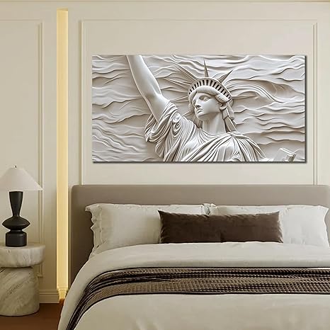 Trogonup White Statue of Liberty Canvas Wall Art for Living Room Large Modern Canvas Prints Picture Artwork for Bedroom Home Office 24"x48"