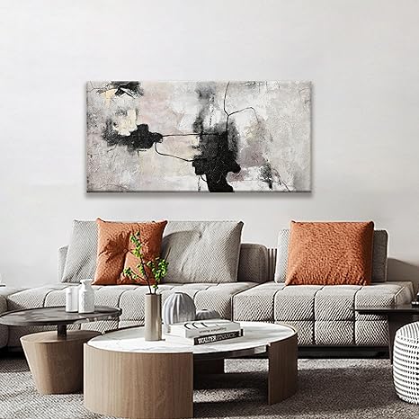 QSQ Black And Off-White Abstract Wall Art Minimalist Canvas Art Wall Decor Paintings Artwork For Walls Modern Abstract Art Prints Picture For Bedroom Hallway Office Home Wall Decor 20 x 40 In