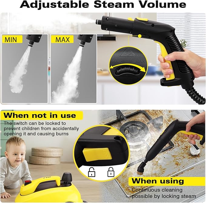 TVD Steam Cleaner, Heavy Duty Canister Steamer with 26 Accessories, Steam Mop with 5M Extra-Long Power Cord for Home Floor Cleaning, Grout, Upholstery, Car Detailing