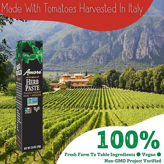 Amore Vegan Fresh Herb Paste In A Tube - Non GMO Certified And Made In Italy (Pack of 12)