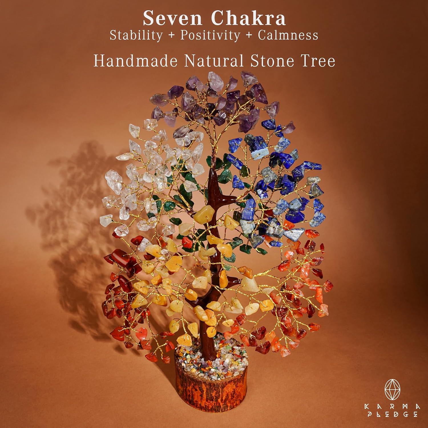 Crystal Tree of Life 7 Chakra Healing Crystals Trees for Home Decor, Office Desk Decor, Boho Decor, Handmade Bonsai Trees for Positive Energy, Money, Good Luck Birthday Gifts for Women, Mom