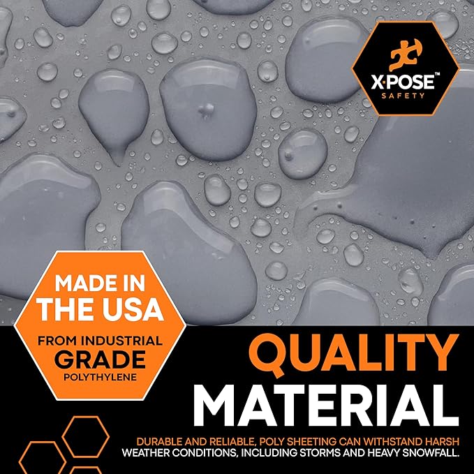 Xpose Safety Clear Plastic Sheeting 5 Pack – 12' x 100' Rolls – Heavy Duty 4 Mil Poly Sheet – Waterproof, Dustproof, Vapor Barrier – for Construction, Painting, Industrial Use