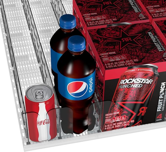 Visi-Floor Adjustable System Kit - Cold Vaults & Commercial Storage Organizer for Supermarkets, Convenience Stores, and Grocery Stores - Modular Display Merchandiser Drink Organizer for Cans, Beer,